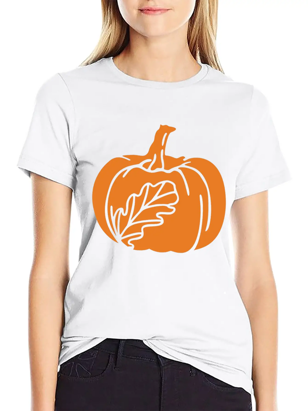 Hand Drawn Pumpkin Leaf Unisex Casual T-Shirt – Clean Design For Daily Comfort