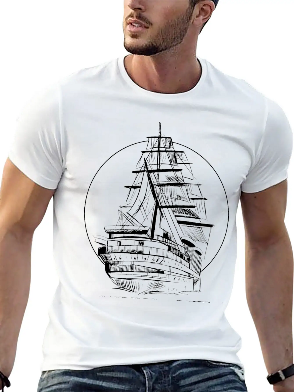 Hand Drawn Sailboat Unisex Casual T-Shirt – Clean Design For Daily Comfort