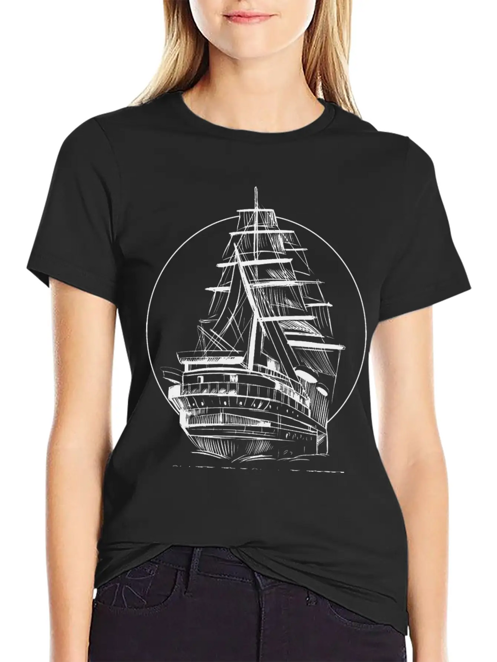 Hand Drawn Sailboat Unisex Casual T-Shirt – Clean Design For Daily Comfort