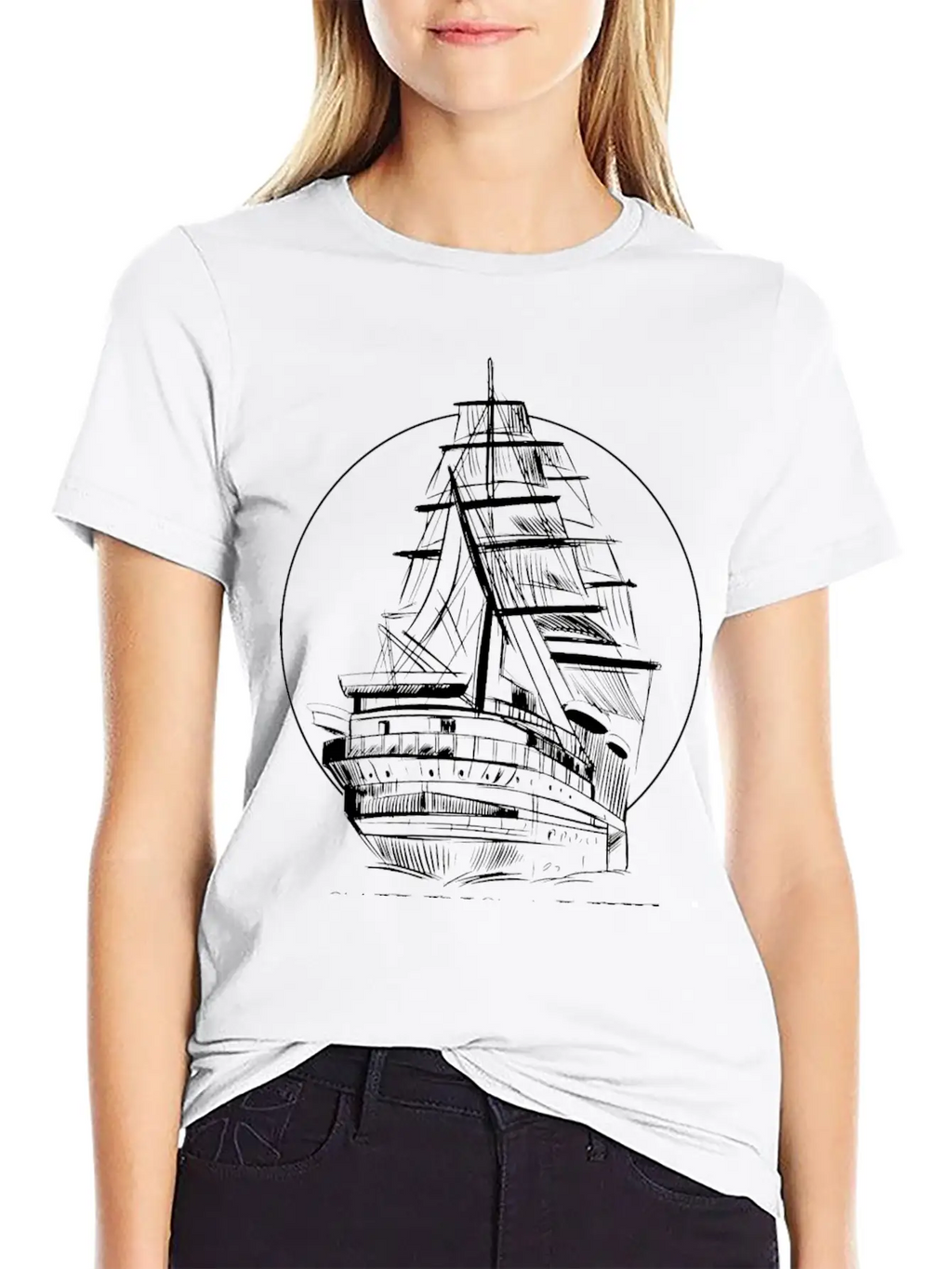 Hand Drawn Sailboat Unisex Casual T-Shirt – Clean Design For Daily Comfort
