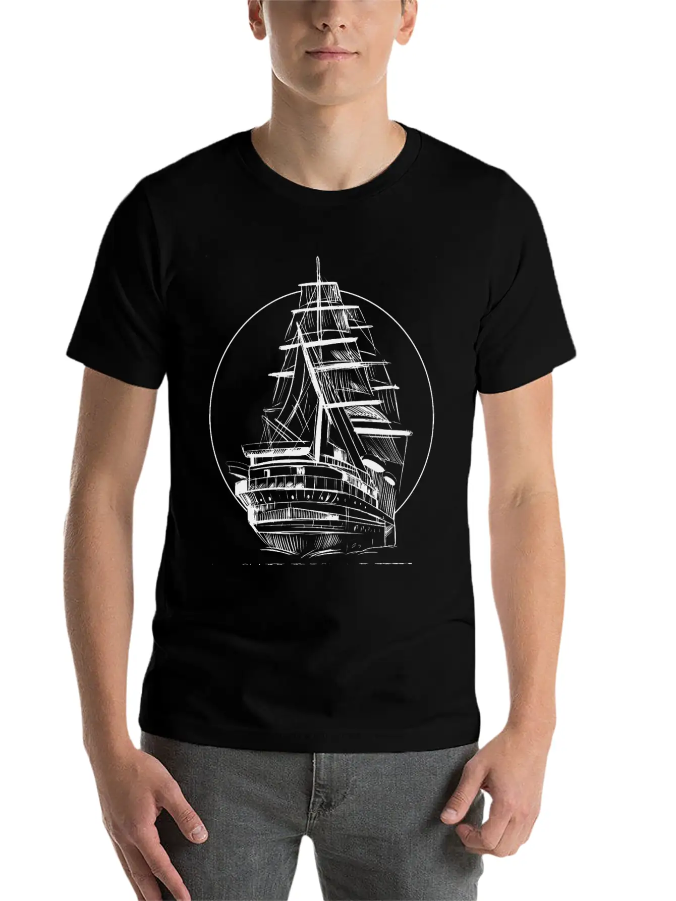 Hand Drawn Sailboat Unisex Casual T-Shirt – Clean Design For Daily Comfort