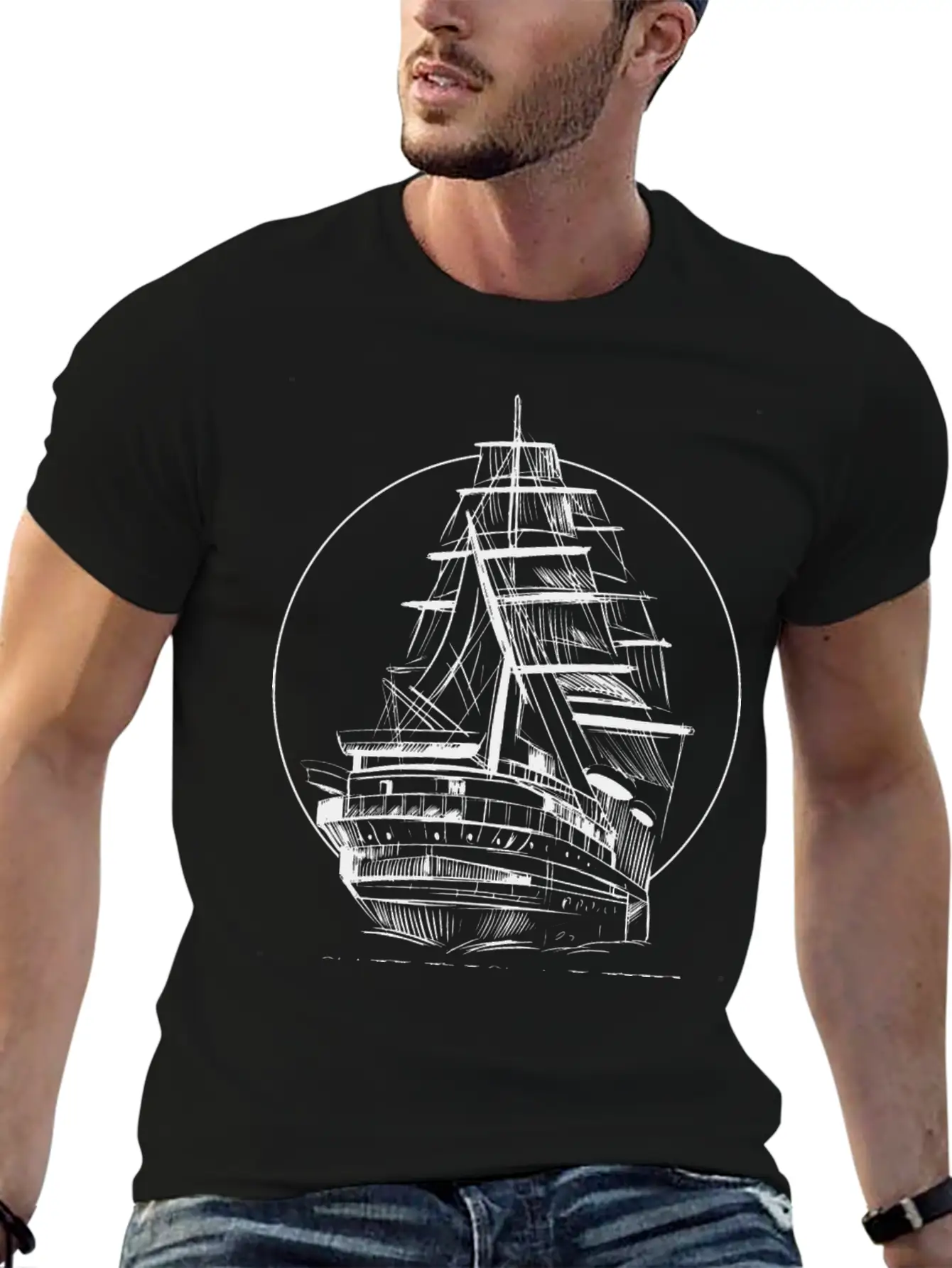 Hand Drawn Sailboat Unisex Casual T-Shirt – Clean Design For Daily Comfort