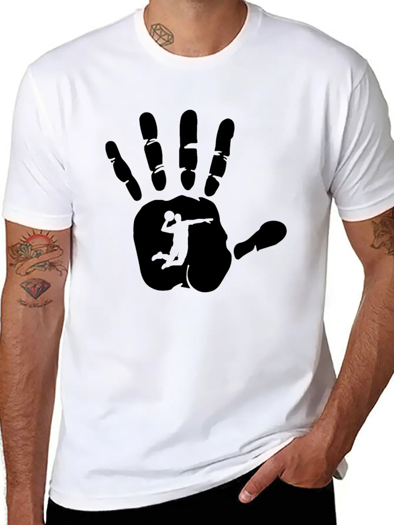 Hand Handball Player Team Match Sport Coach Gift Stylish Everyday T-Shirt – Unisex Basic Cotton Tee