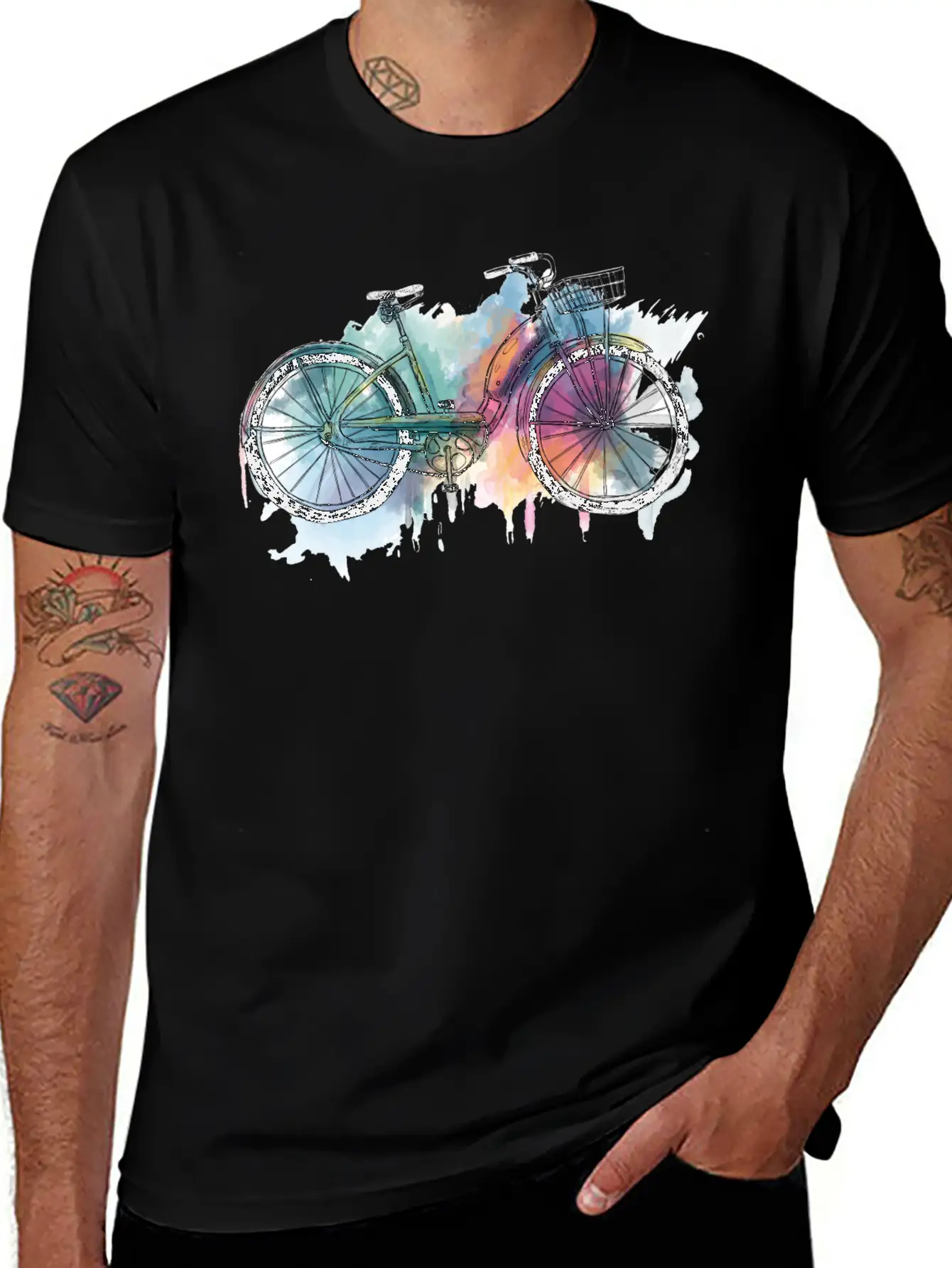 Hand Painted Retro Bike Unisex Short Sleeve Soft Cotton T-Shirt – Casual Everyday Wear