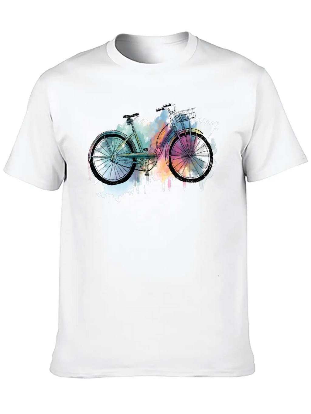 Hand Painted Retro Bike Unisex Short Sleeve Soft Cotton T-Shirt – Casual Everyday Wear