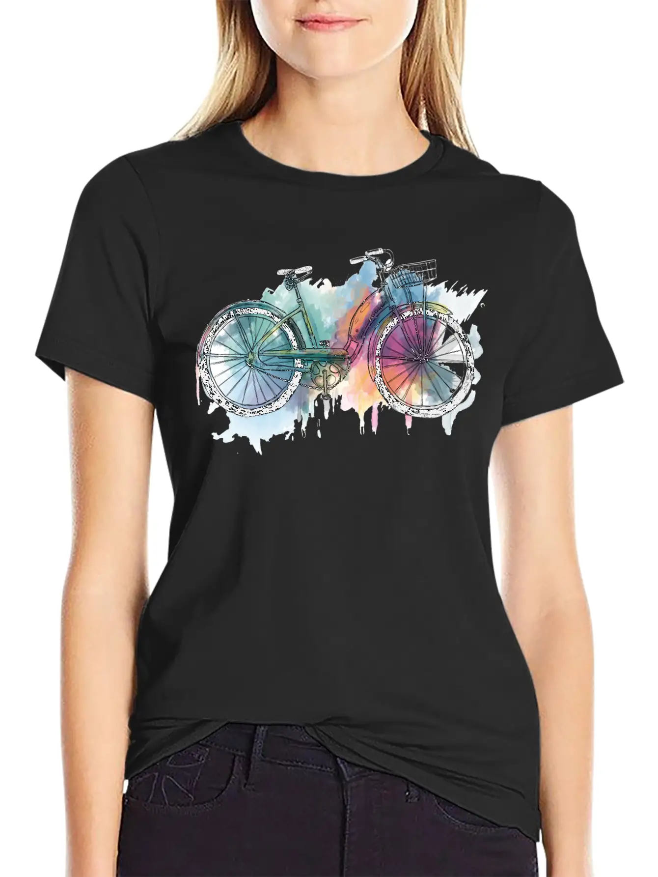 Hand Painted Retro Bike Unisex Short Sleeve Soft Cotton T-Shirt – Casual Everyday Wear