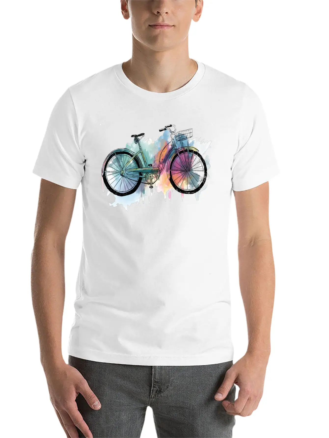 Hand Painted Retro Bike Unisex Short Sleeve Soft Cotton T-Shirt – Casual Everyday Wear