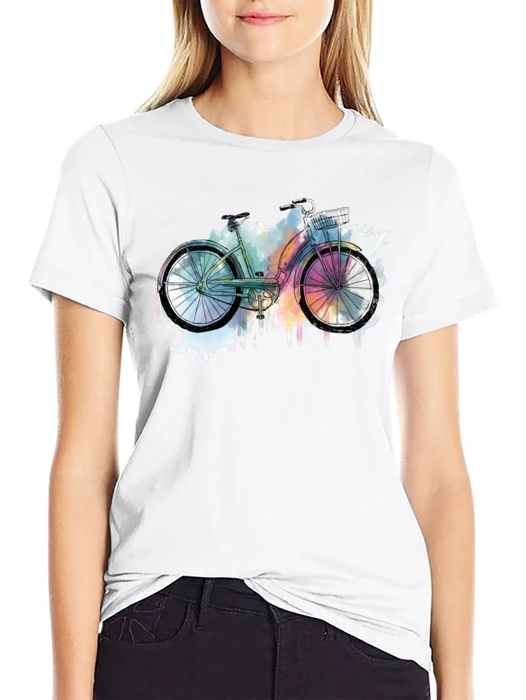 Hand Painted Retro Bike Unisex Short Sleeve Soft Cotton T-Shirt – Casual Everyday Wear