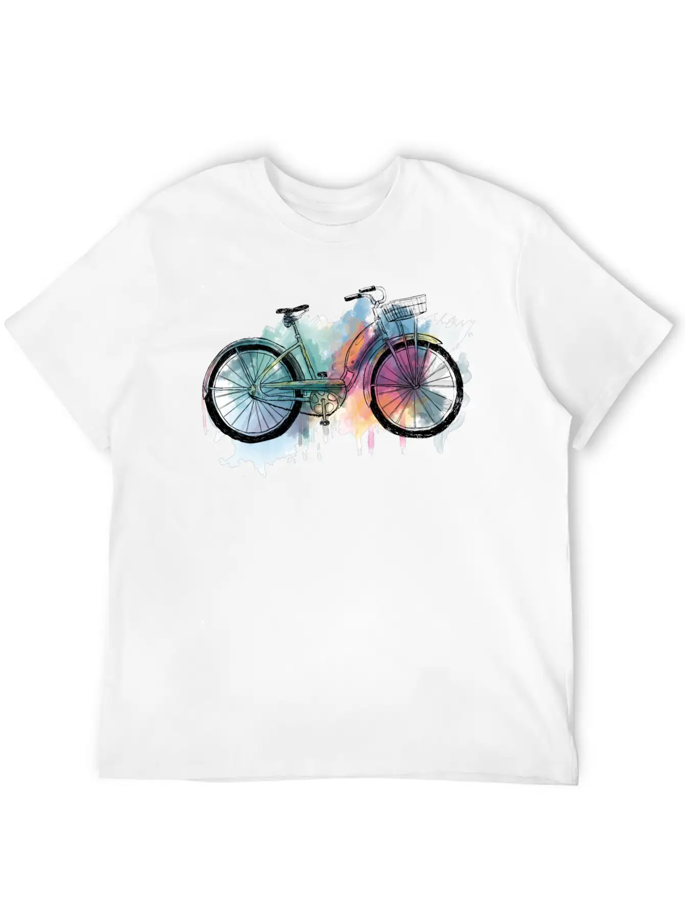 Hand Painted Retro Bike Unisex Short Sleeve Soft Cotton T-Shirt – Casual Everyday Wear