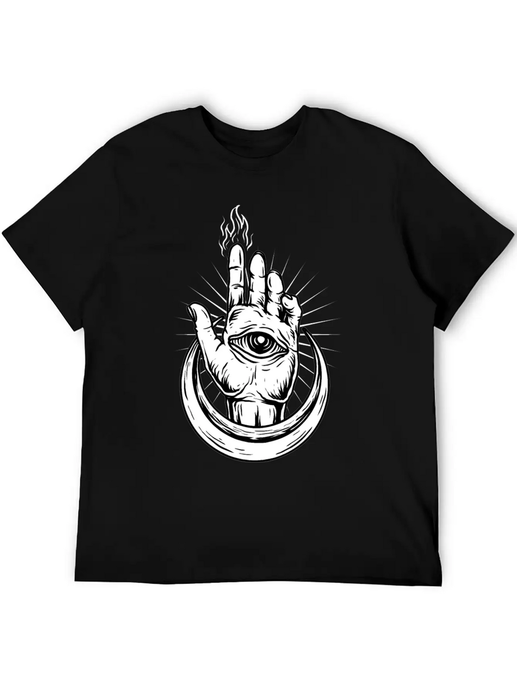 Hand With Eye And Half Moon Classic Fit Graphic Tee For Daily Comfort – Unisex Cotton Shirt