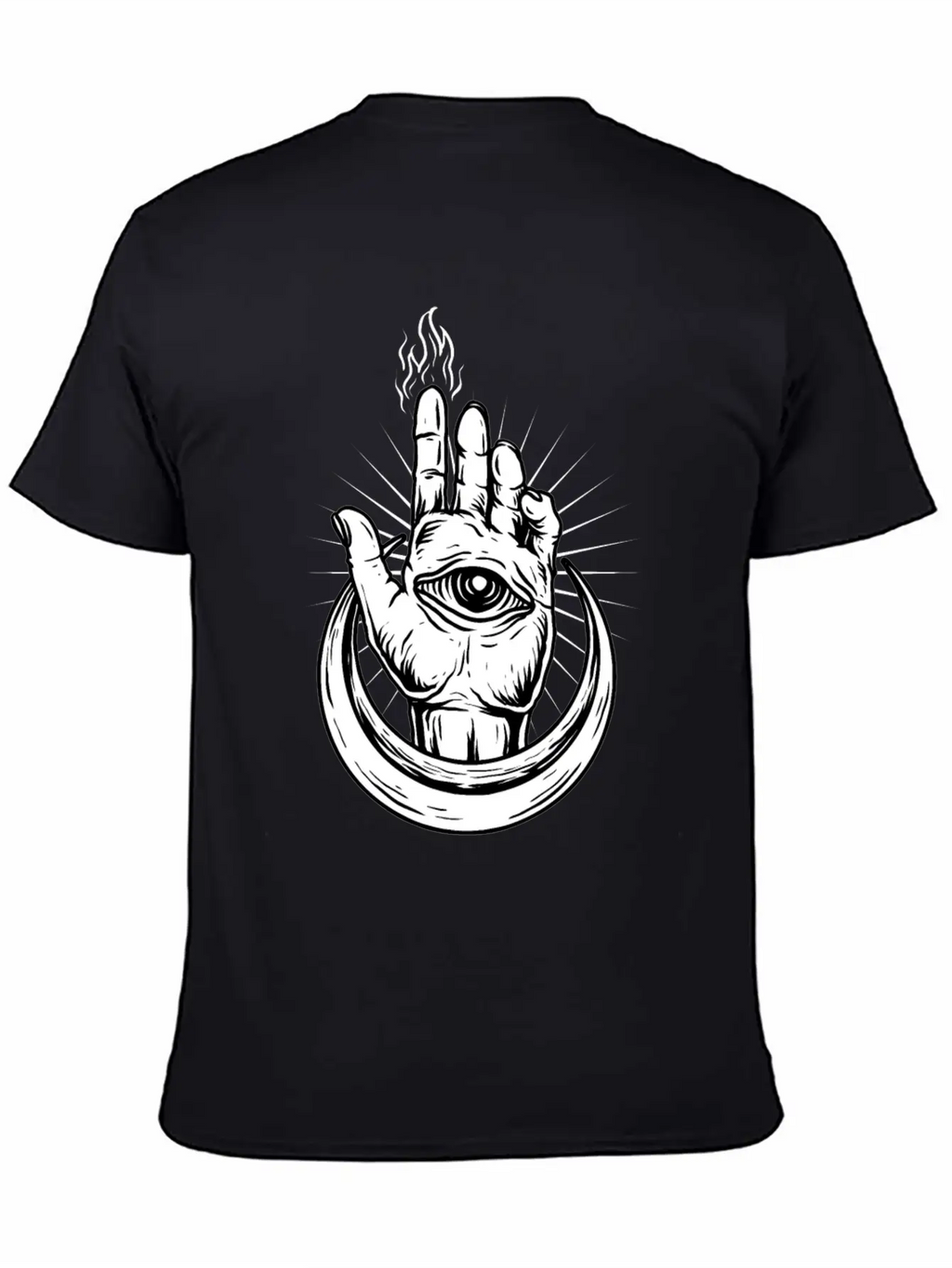 Hand With Eye And Half Moon Classic Fit Graphic Tee For Daily Comfort – Unisex Cotton Shirt