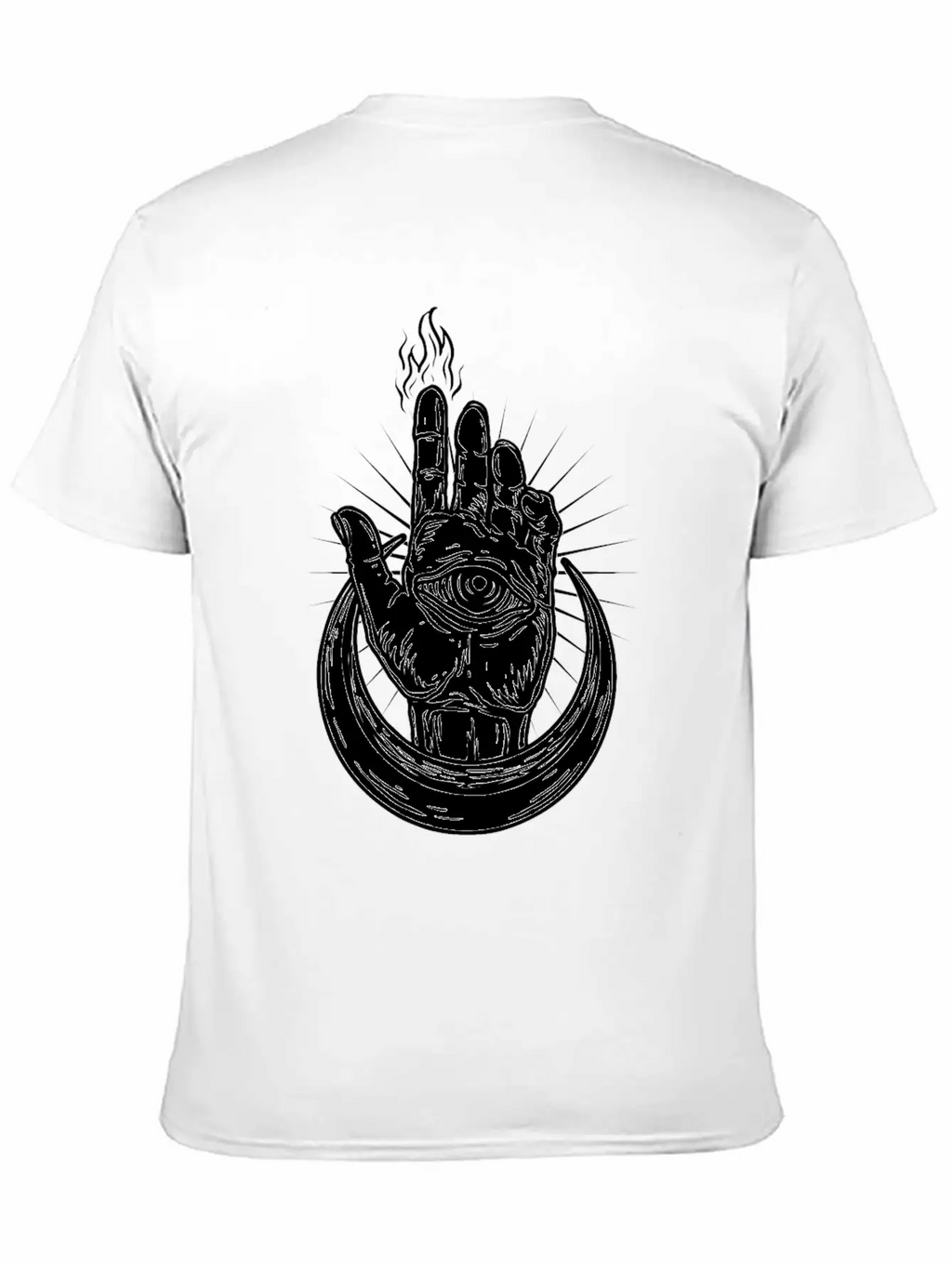 Hand With Eye And Half Moon Classic Fit Graphic Tee For Daily Comfort – Unisex Cotton Shirt