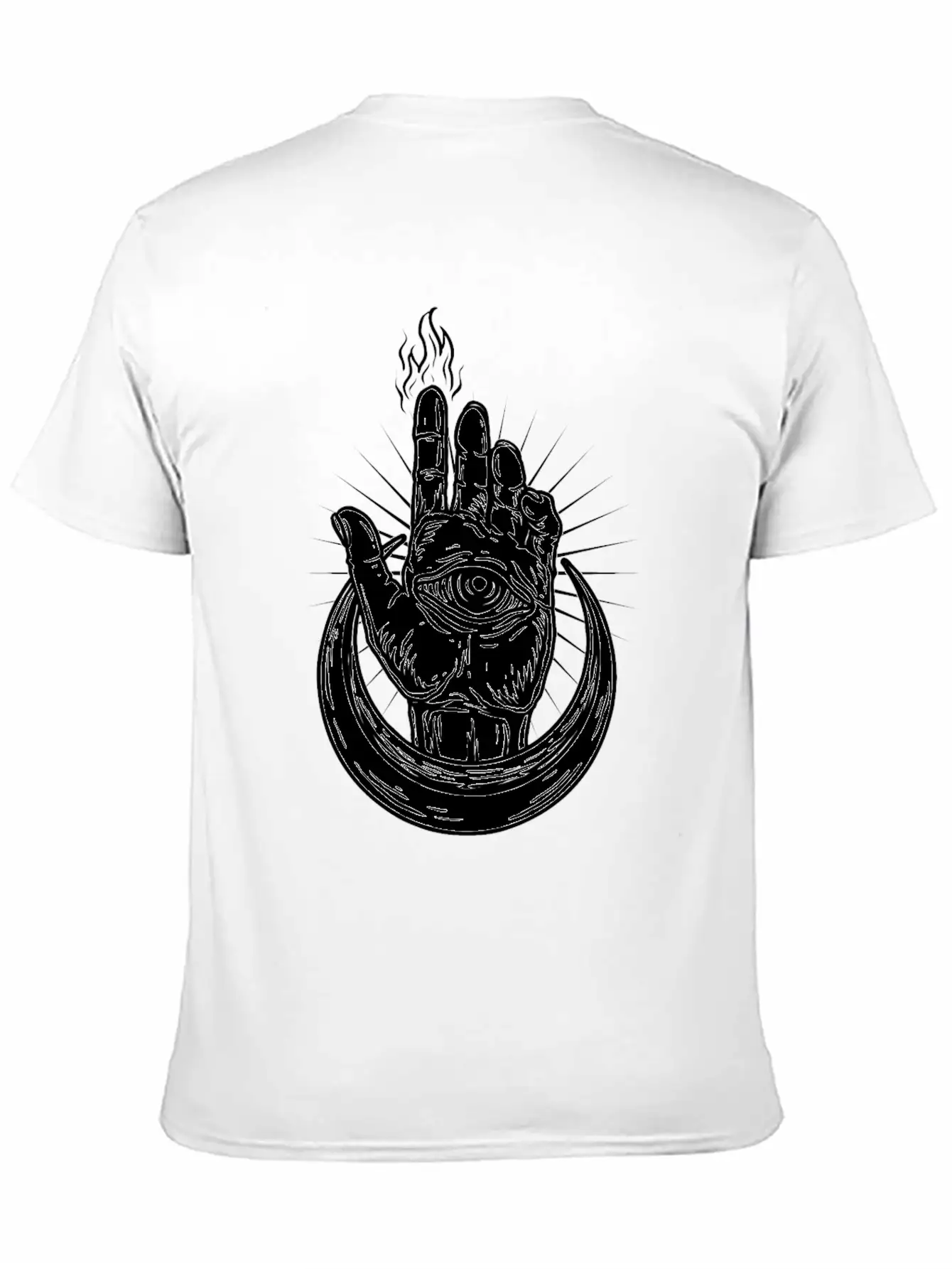 Hand With Eye And Half Moon Classic Fit Graphic Tee For Daily Comfort – Unisex Cotton Shirt