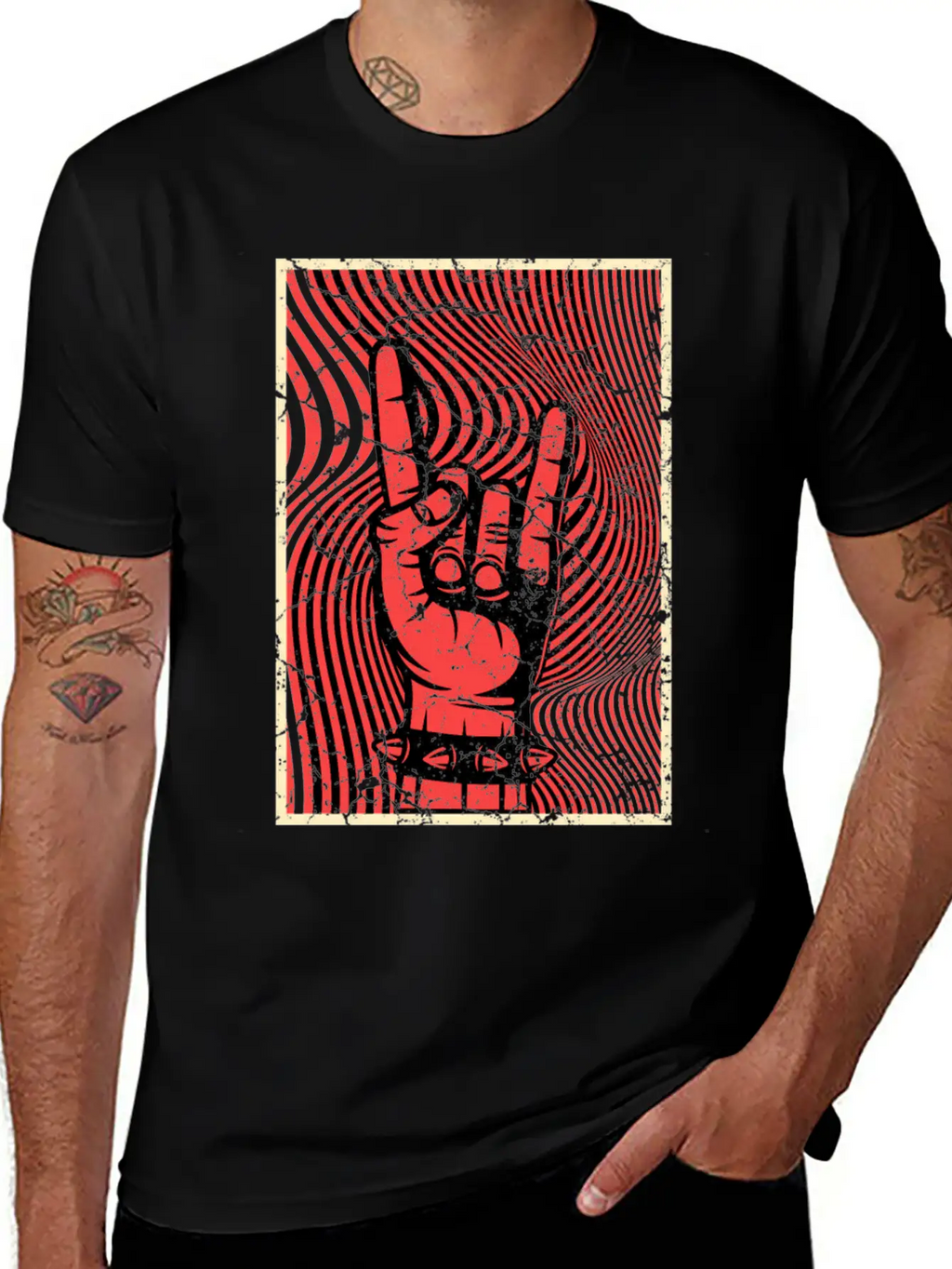 Hands Horn Punk Rock Punks Punk Unisex Short Sleeve Soft Cotton T-Shirt – Casual Everyday Wear