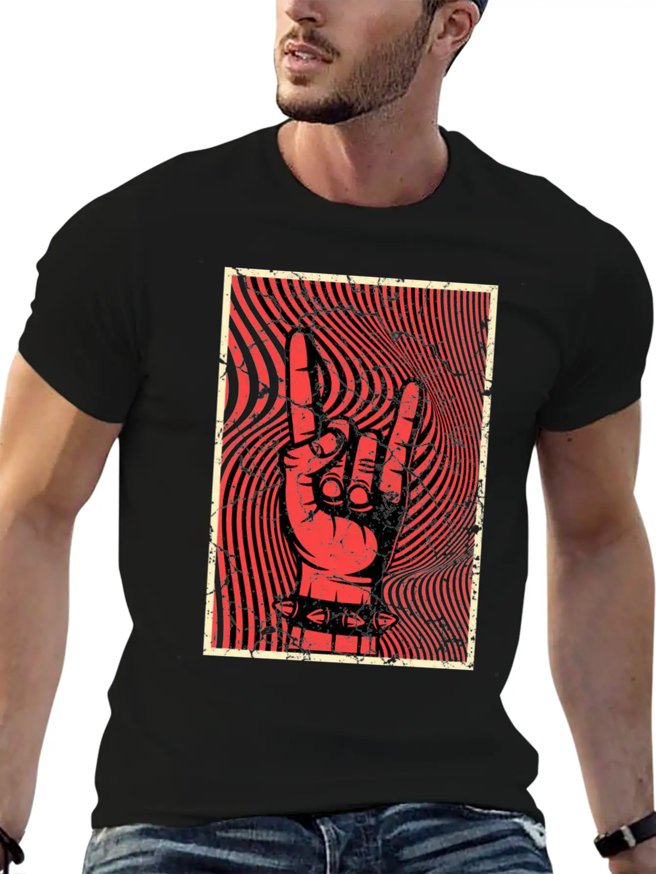 Hands Horn Punk Rock Punks Punk Unisex Short Sleeve Soft Cotton T-Shirt – Casual Everyday Wear