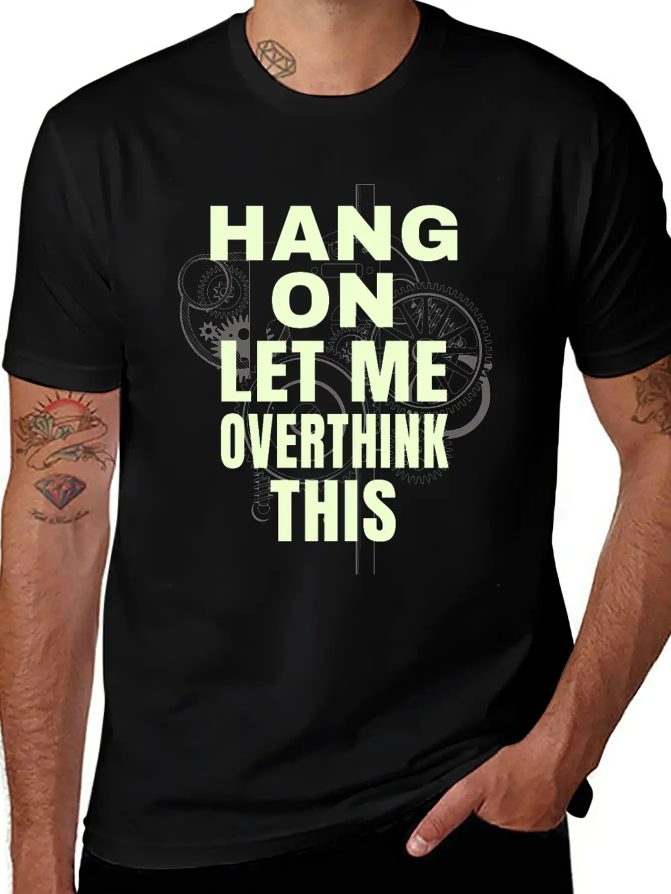 Hang On Let Me Ovethink This Funny Saying Stylish Everyday T-Shirt – Unisex Basic Cotton Tee