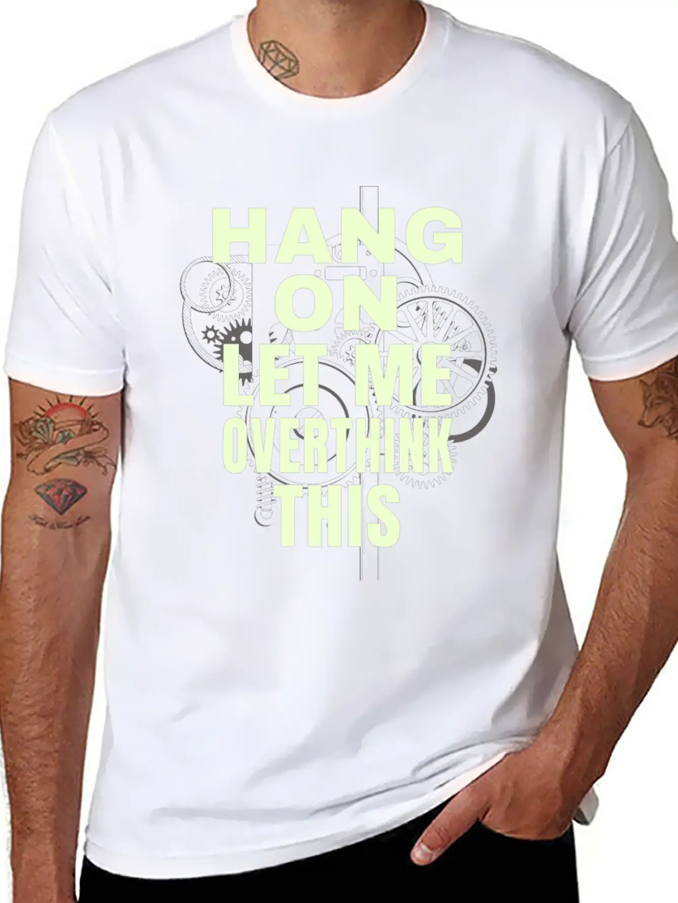 Hang On Let Me Ovethink This Funny Saying Stylish Everyday T-Shirt – Unisex Basic Cotton Tee