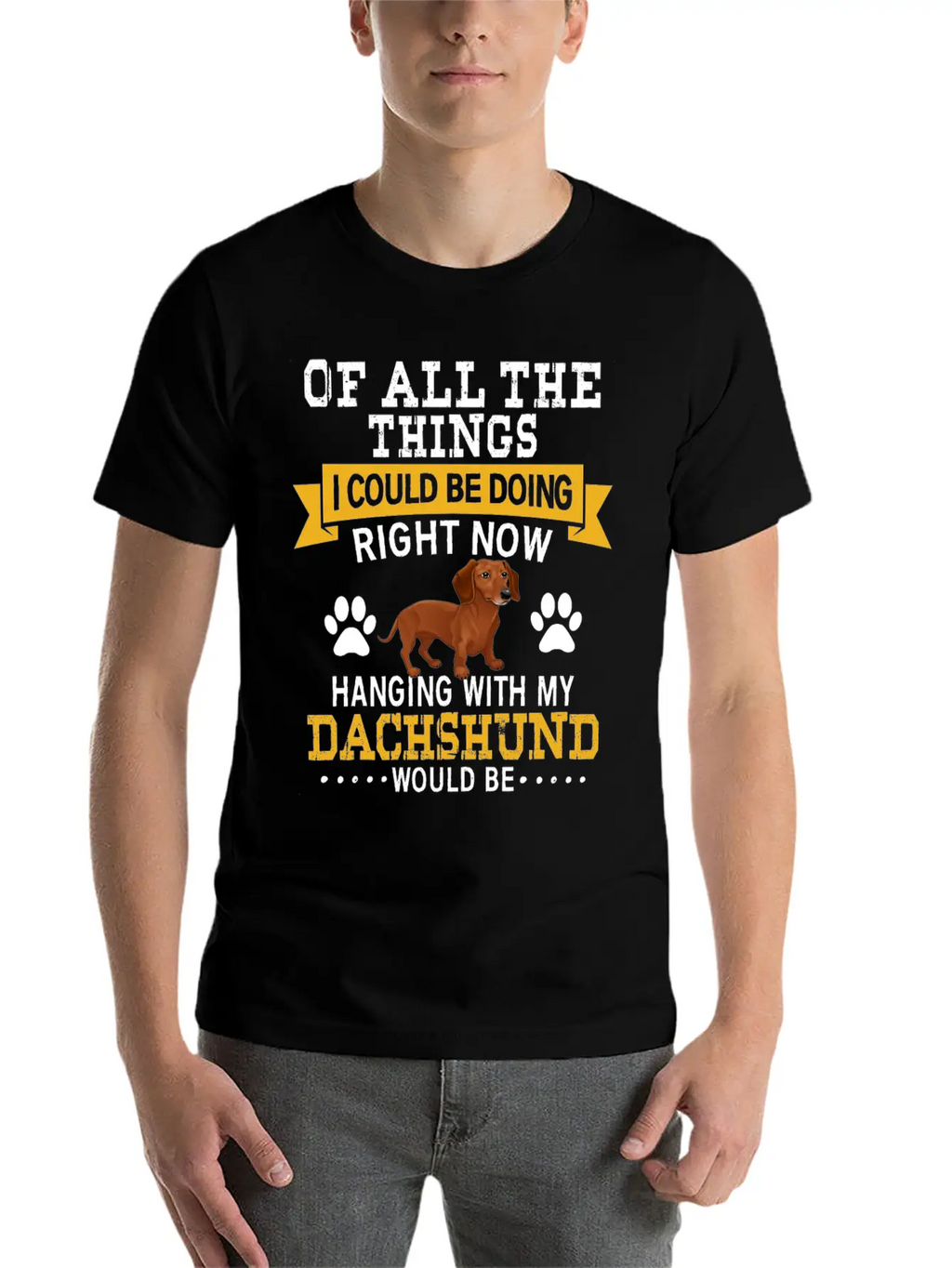 Hanging With My Dachshund Casual Graphic T-Shirt – Simple And Comfortable Daily Wear