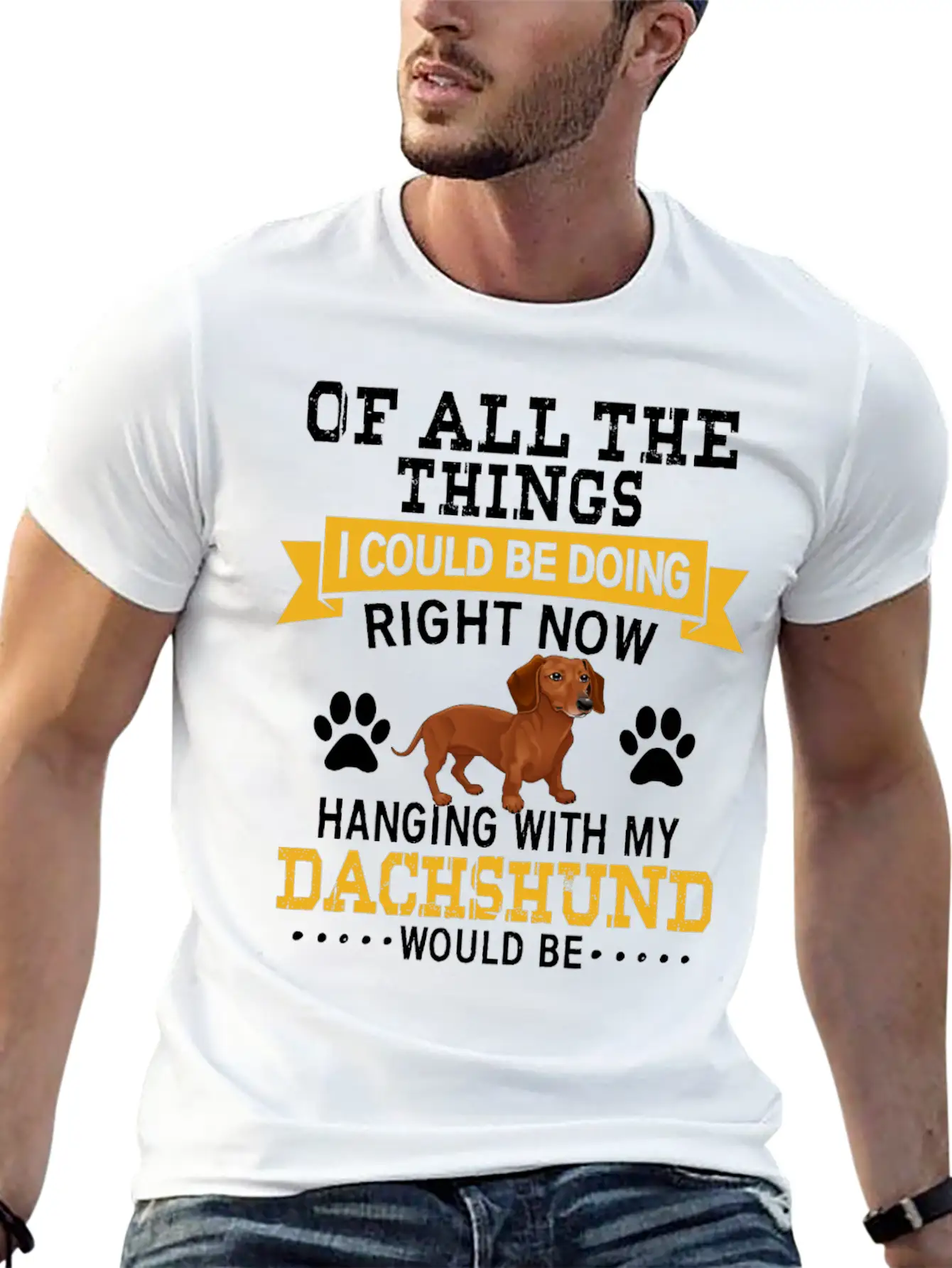 Hanging With My Dachshund Casual Graphic T-Shirt – Simple And Comfortable Daily Wear