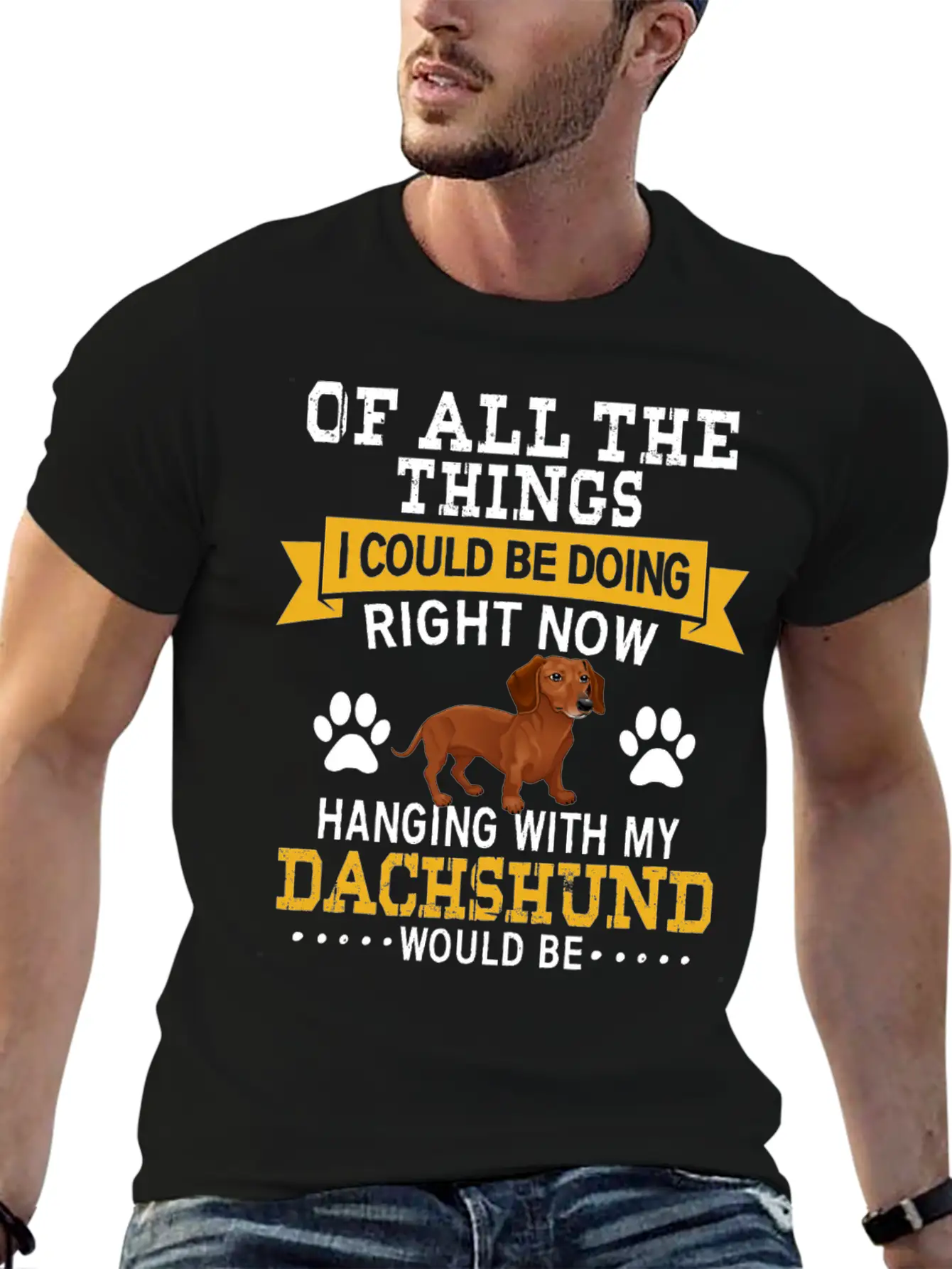 Hanging With My Dachshund Casual Graphic T-Shirt – Simple And Comfortable Daily Wear