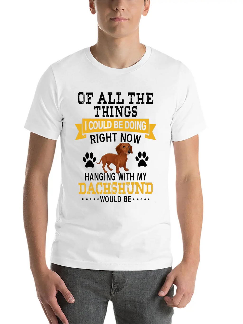 Hanging With My Dachshund Casual Graphic T-Shirt – Simple And Comfortable Daily Wear