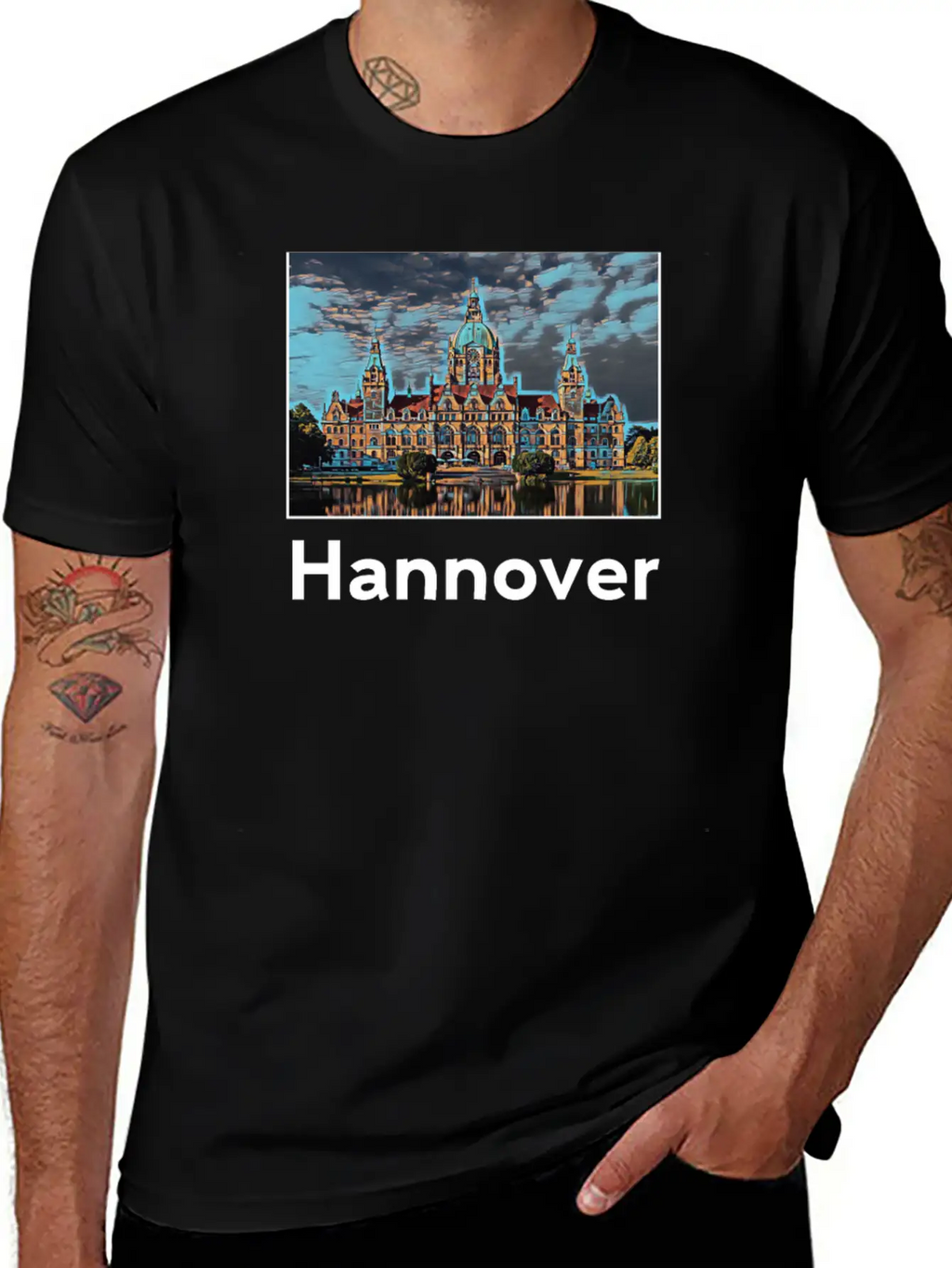 Hannover City Skyline Sights Silhouette Landmark Unisex Casual T-Shirt – Clean Design For Daily Comfort