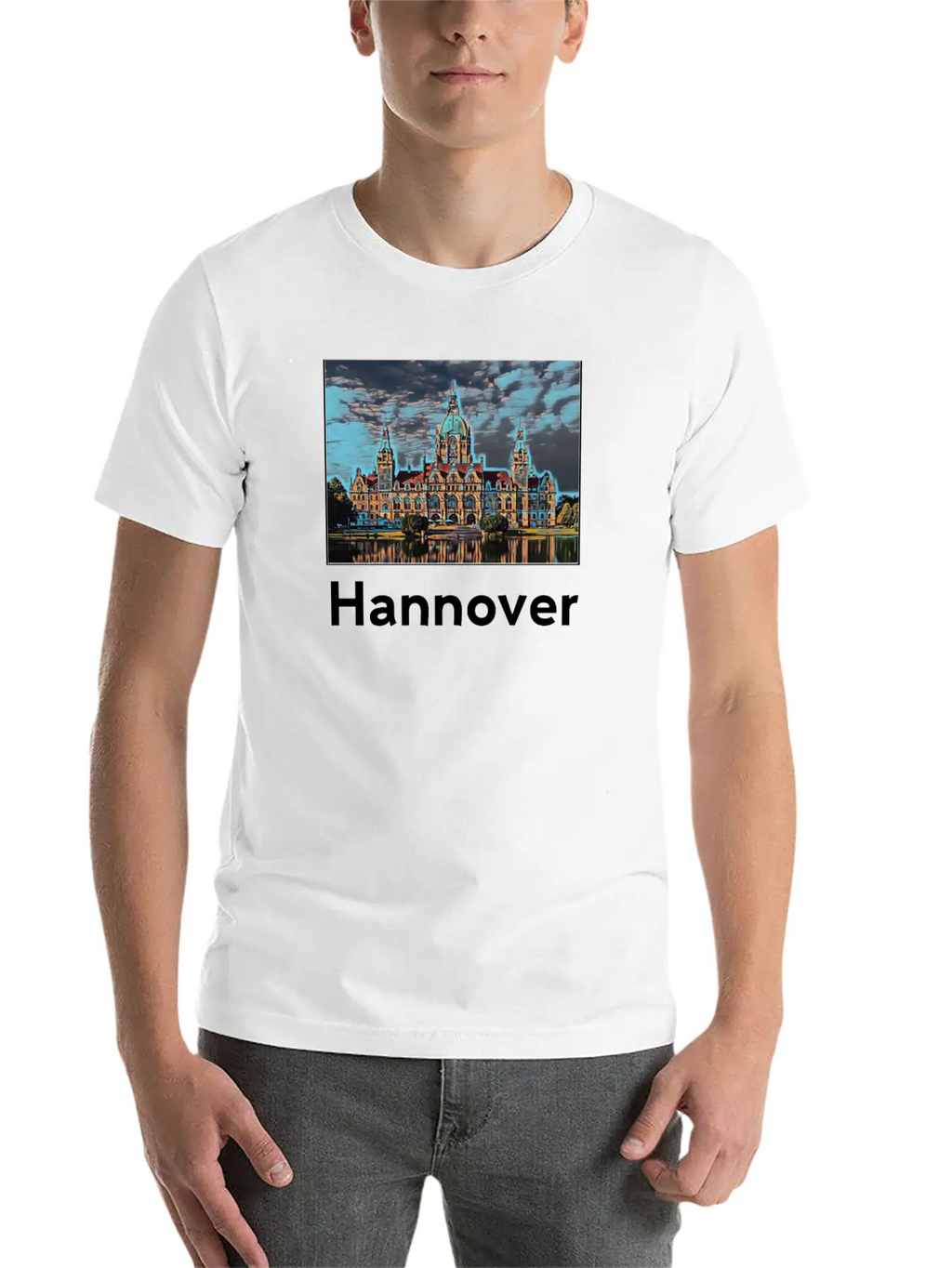 Hannover City Skyline Sights Silhouette Landmark Unisex Casual T-Shirt – Clean Design For Daily Comfort