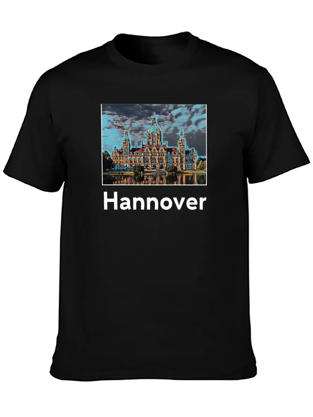 Hannover City Skyline Sights Silhouette Landmark Unisex Casual T-Shirt – Clean Design For Daily Comfort