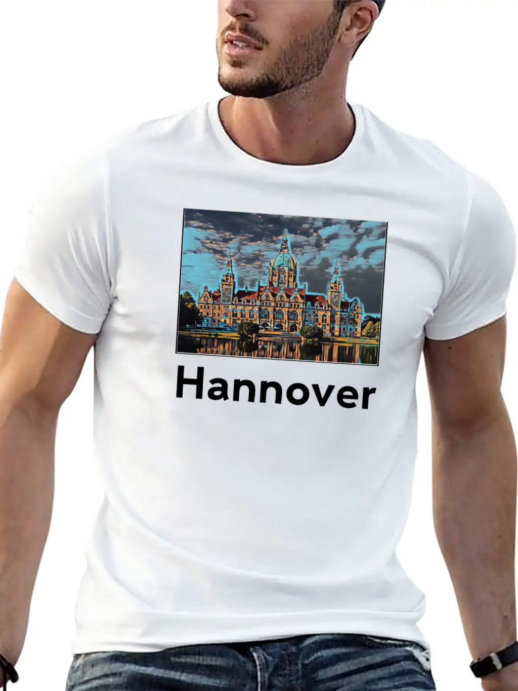 Hannover City Skyline Sights Silhouette Landmark Unisex Casual T-Shirt – Clean Design For Daily Comfort