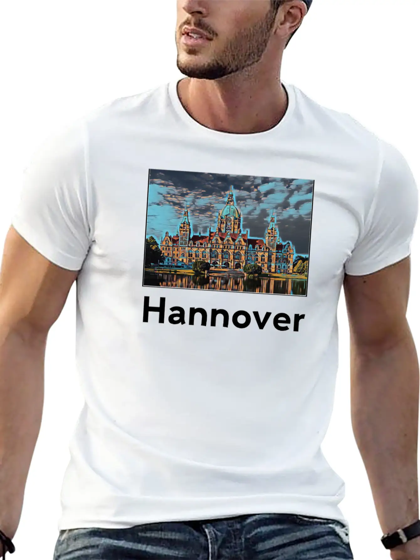 Hannover City Skyline Sights Silhouette Landmark Unisex Casual T-Shirt – Clean Design For Daily Comfort
