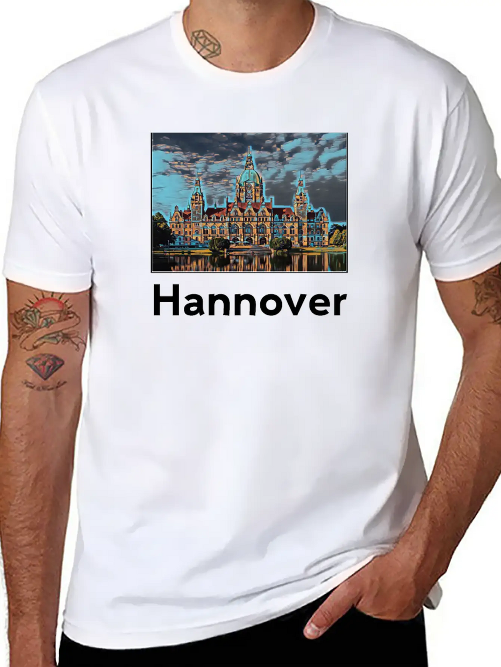 Hannover City Skyline Sights Silhouette Landmark Unisex Casual T-Shirt – Clean Design For Daily Comfort