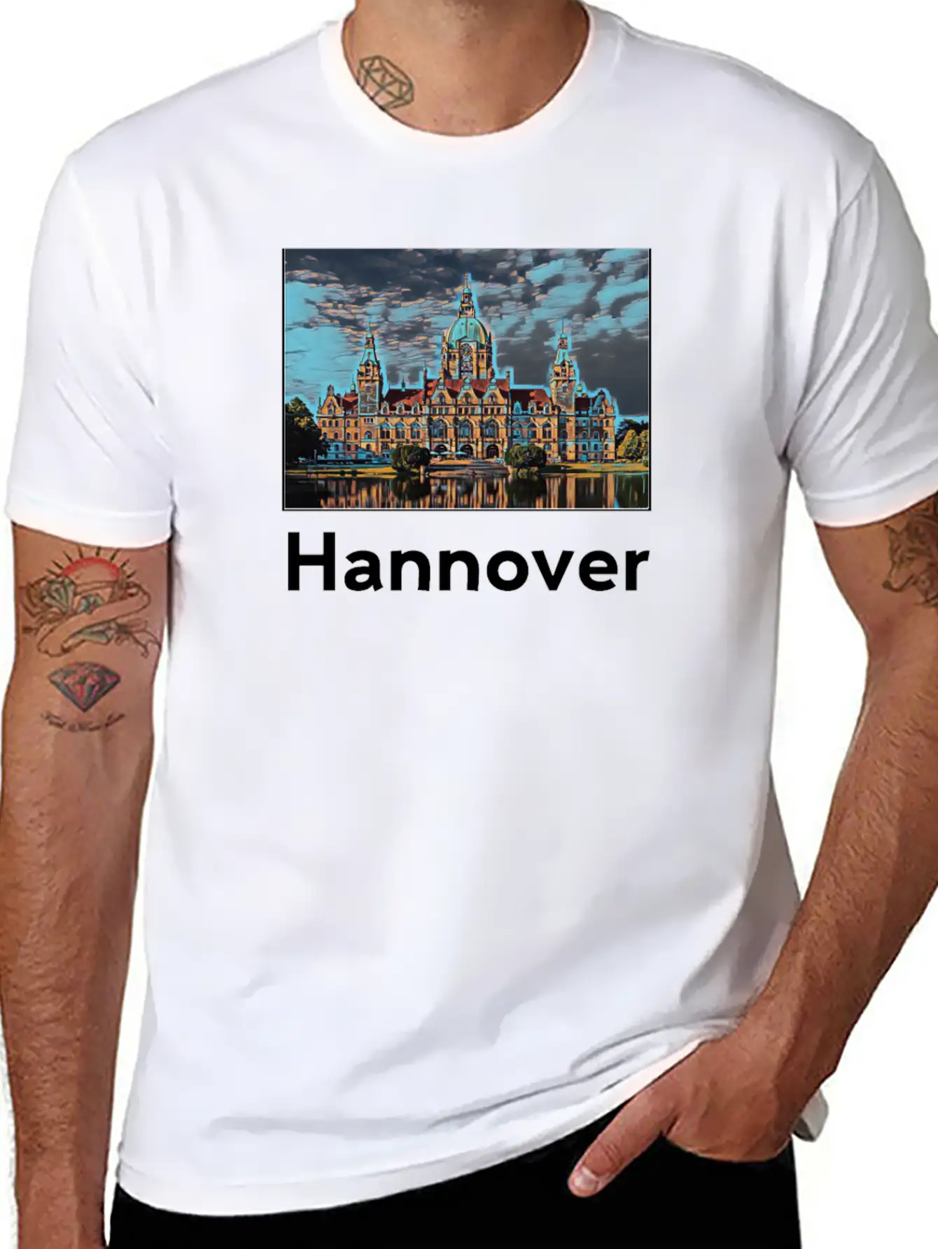 Hannover City Skyline Sights Silhouette Landmark Unisex Casual T-Shirt – Clean Design For Daily Comfort