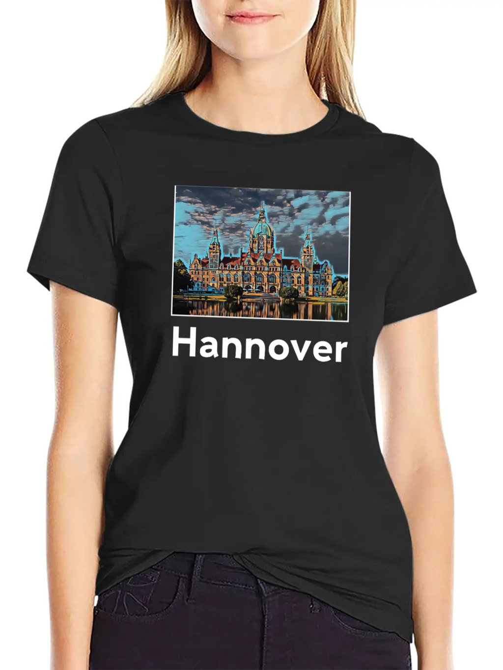 Hannover City Skyline Sights Silhouette Landmark Unisex Casual T-Shirt – Clean Design For Daily Comfort
