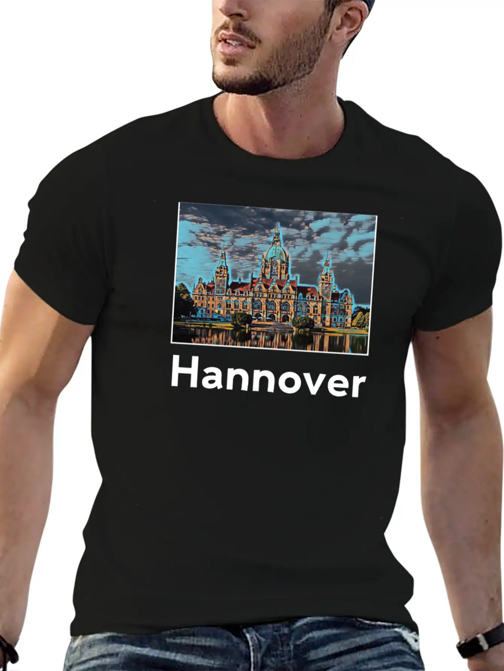 Hannover City Skyline Sights Silhouette Landmark Unisex Casual T-Shirt – Clean Design For Daily Comfort
