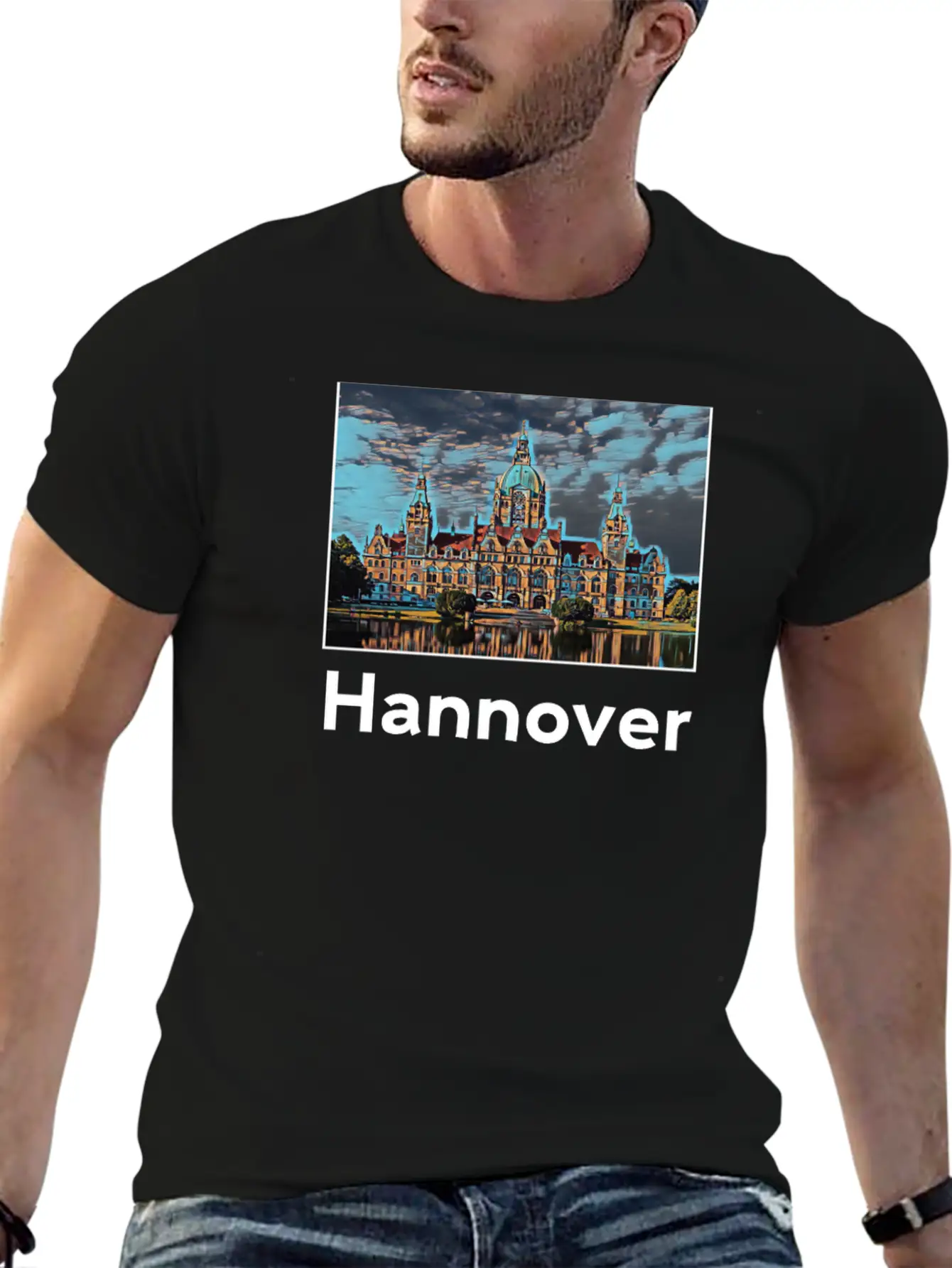 Hannover City Skyline Sights Silhouette Landmark Unisex Casual T-Shirt – Clean Design For Daily Comfort