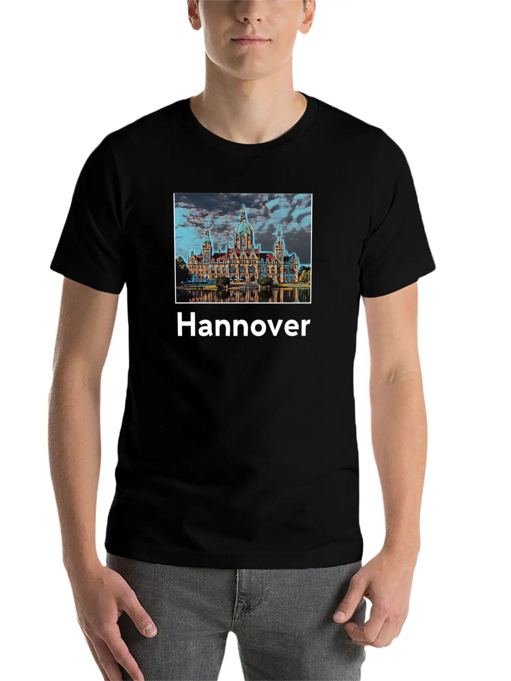 Hannover City Skyline Sights Silhouette Landmark Unisex Casual T-Shirt – Clean Design For Daily Comfort