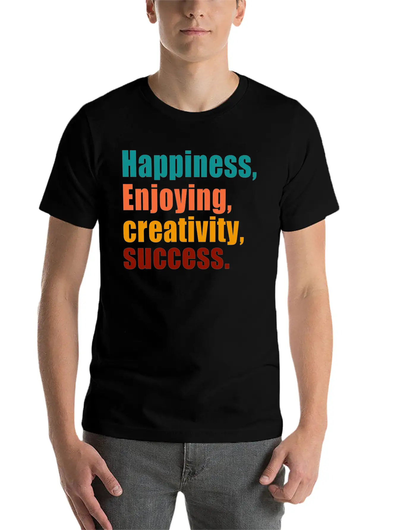 Happiness Enjoying Creativity Success Unisex Short Sleeve Soft Cotton T-Shirt – Casual Everyday Wear