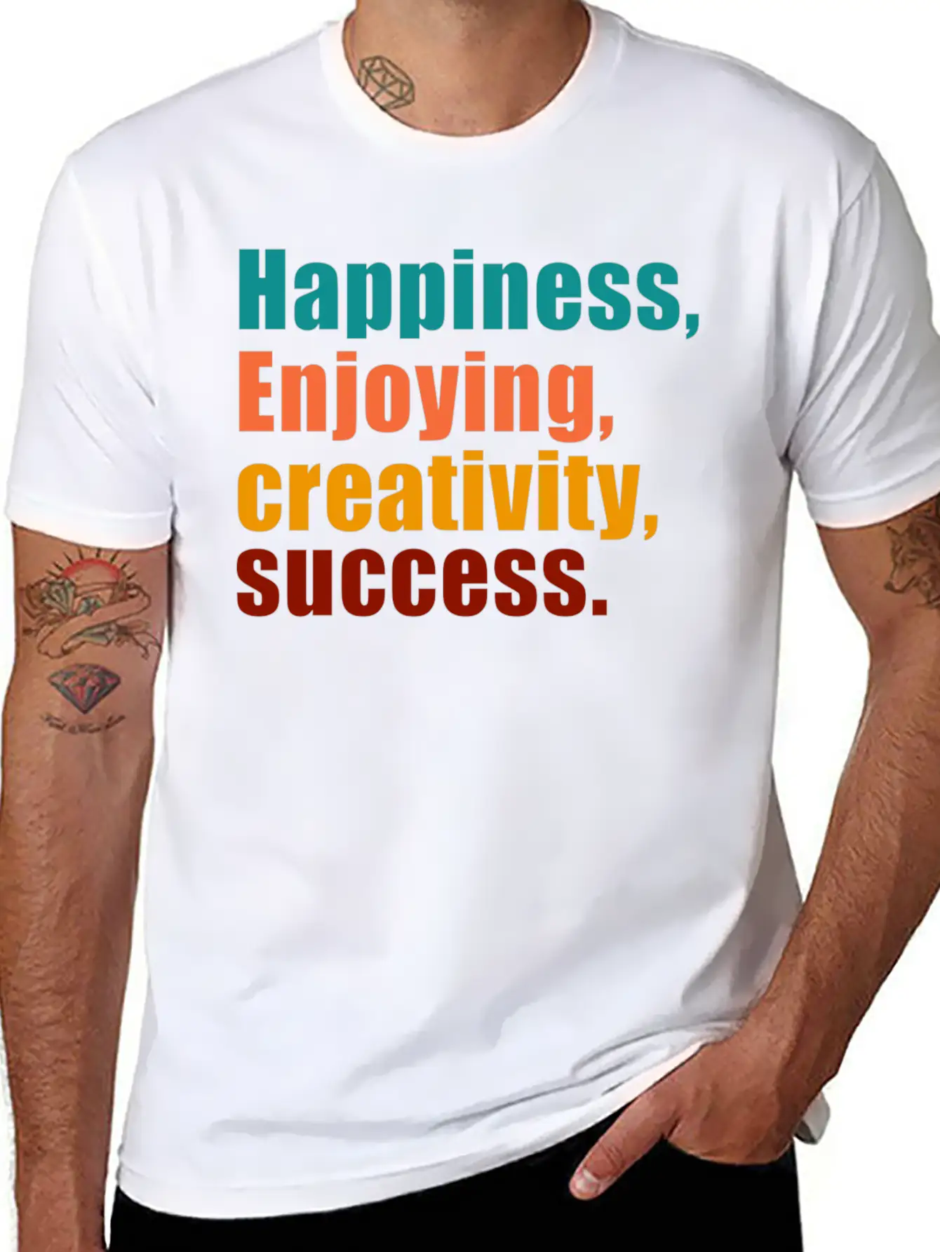 Happiness Enjoying Creativity Success Unisex Short Sleeve Soft Cotton T-Shirt – Casual Everyday Wear