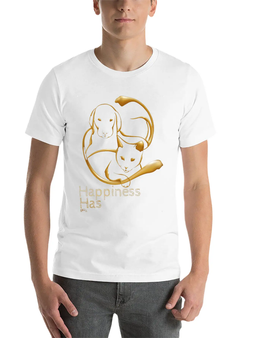 Happiness Has Paws Unisex Casual T-Shirt – Clean Design For Daily Comfort