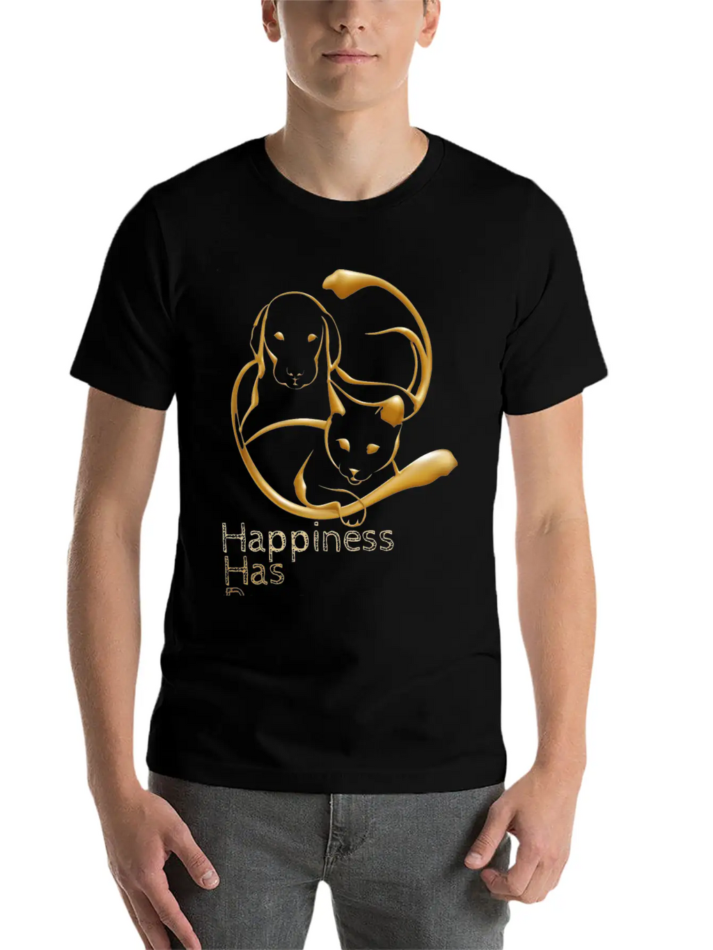 Happiness Has Paws Unisex Casual T-Shirt – Clean Design For Daily Comfort