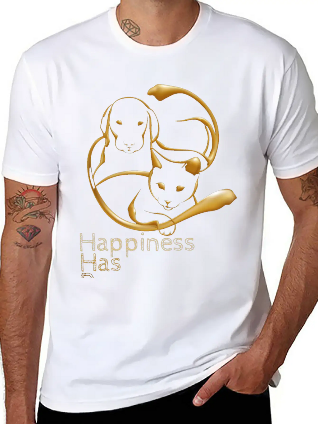 Happiness Has Paws Unisex Casual T-Shirt – Clean Design For Daily Comfort