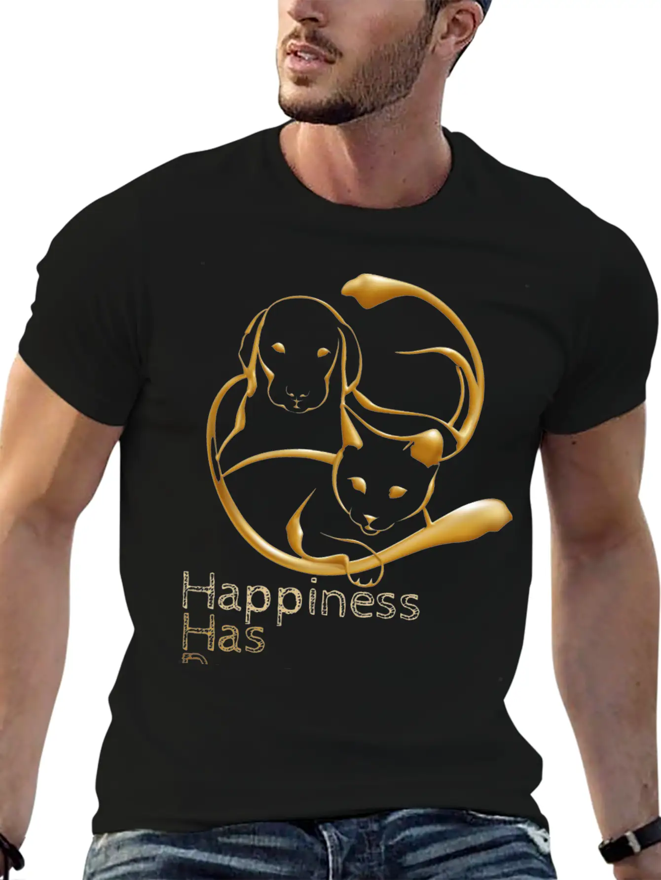 Happiness Has Paws Unisex Casual T-Shirt – Clean Design For Daily Comfort