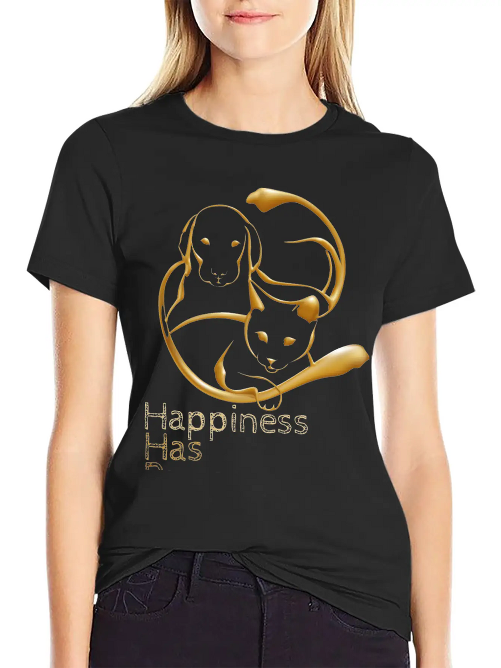 Happiness Has Paws Unisex Casual T-Shirt – Clean Design For Daily Comfort