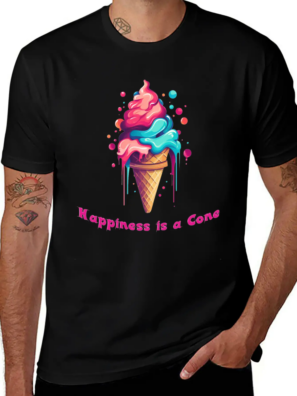 Happiness Is A Ice Cream Cone Unisex Casual T-Shirt – Clean Design For Daily Comfort