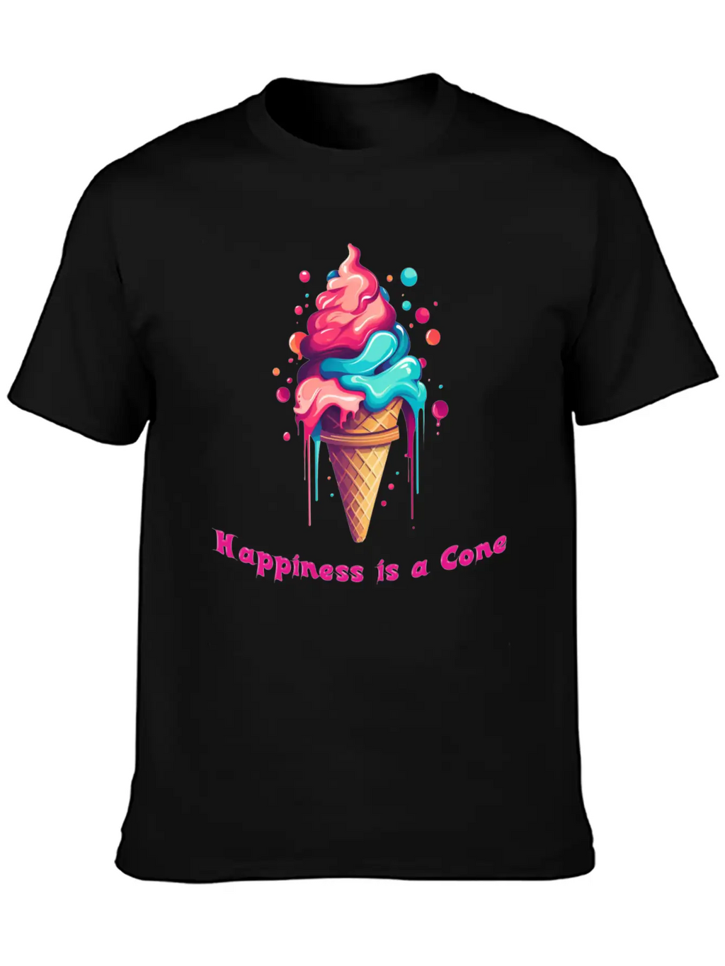Happiness Is A Ice Cream Cone Unisex Casual T-Shirt – Clean Design For Daily Comfort