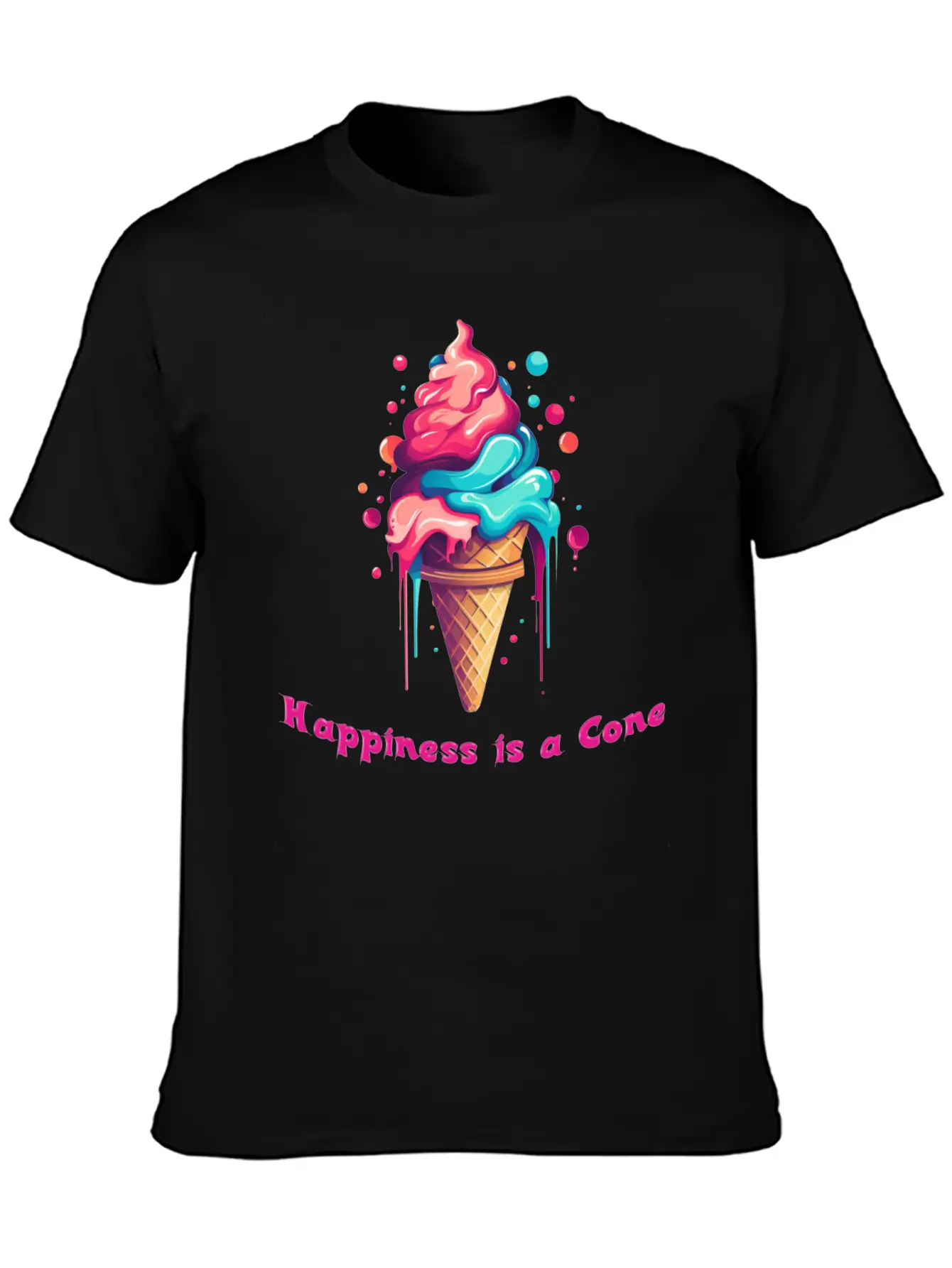 Happiness Is A Ice Cream Cone Unisex Casual T-Shirt – Clean Design For Daily Comfort