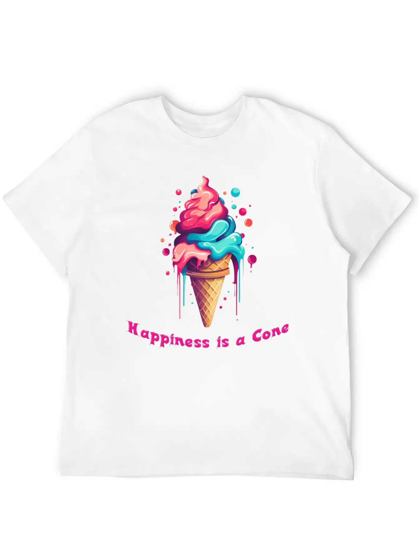 Happiness Is A Ice Cream Cone Unisex Casual T-Shirt – Clean Design For Daily Comfort