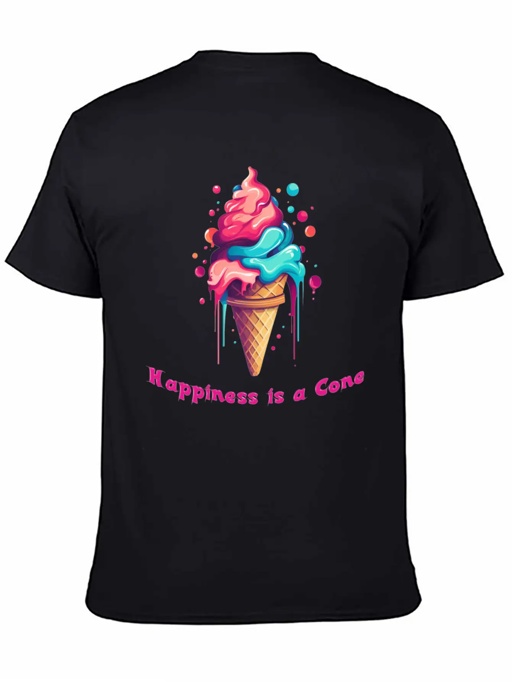 Happiness Is A Ice Cream Cone Unisex Casual T-Shirt – Clean Design For Daily Comfort