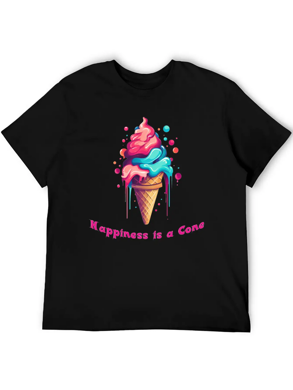Happiness Is A Ice Cream Cone Unisex Casual T-Shirt – Clean Design For Daily Comfort