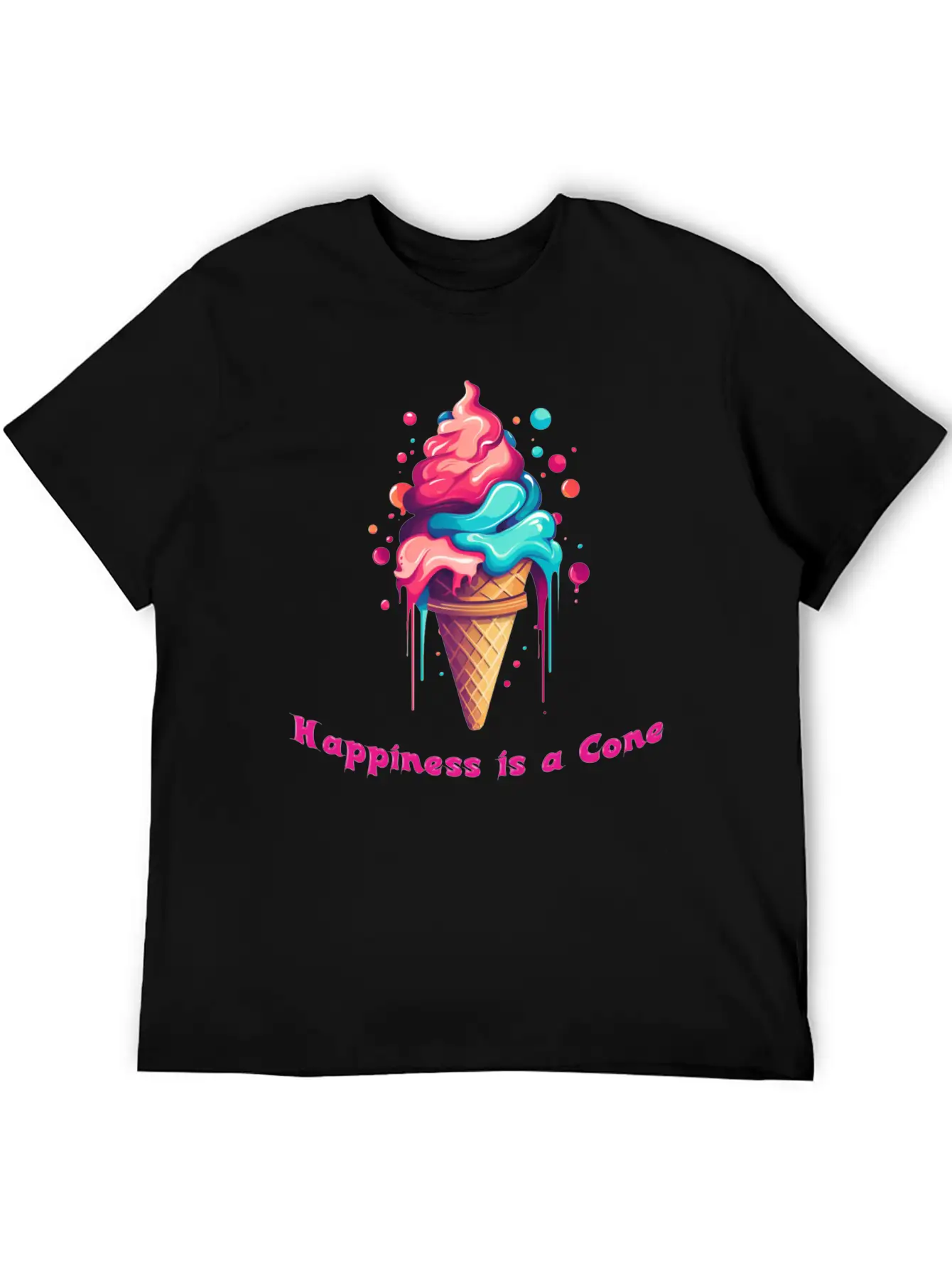 Happiness Is A Ice Cream Cone Unisex Casual T-Shirt – Clean Design For Daily Comfort